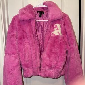 Forever 21 Kids Pink Faux Fur Puffer Jacket
